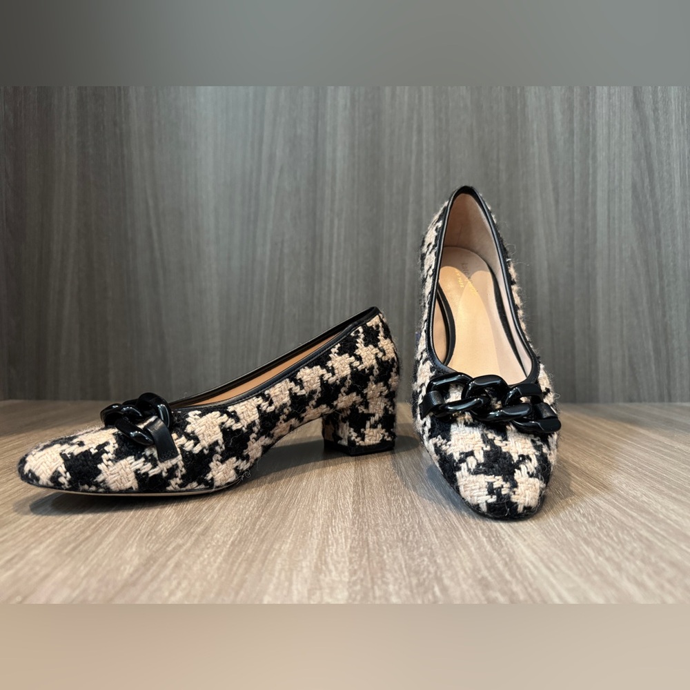 Kate Spade Houndstooth Heels with Black Bow